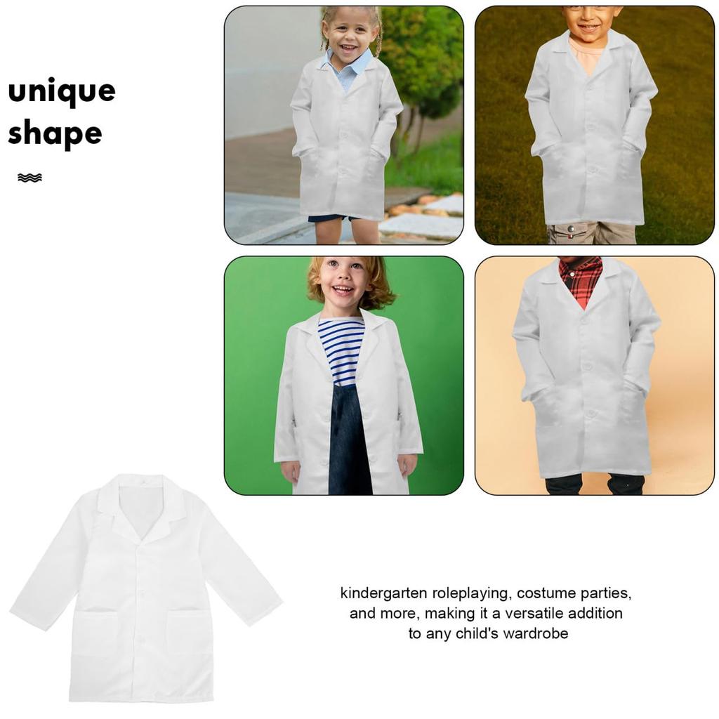 TOYANDONA Kids' Lab Coat, Doctor's Coat, Cosplay Costume, Size 110cm, ScientistDoctor, Halloween Costume, Doctor Play, Presentations, Lunch Wear,