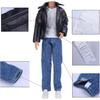E-TING 10-Item Fantastic Pack = 5 Sets Fashion Casual Wear Clothes Outfit with 5 Pair Shoes for Boy Doll Random Style (Leather Jacket + Casual Wear