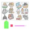 1 Set Rhinestone Painting Stickers Colorful Cartoon Cat Pattern Rhinestone Stickers Craft Kids Adults