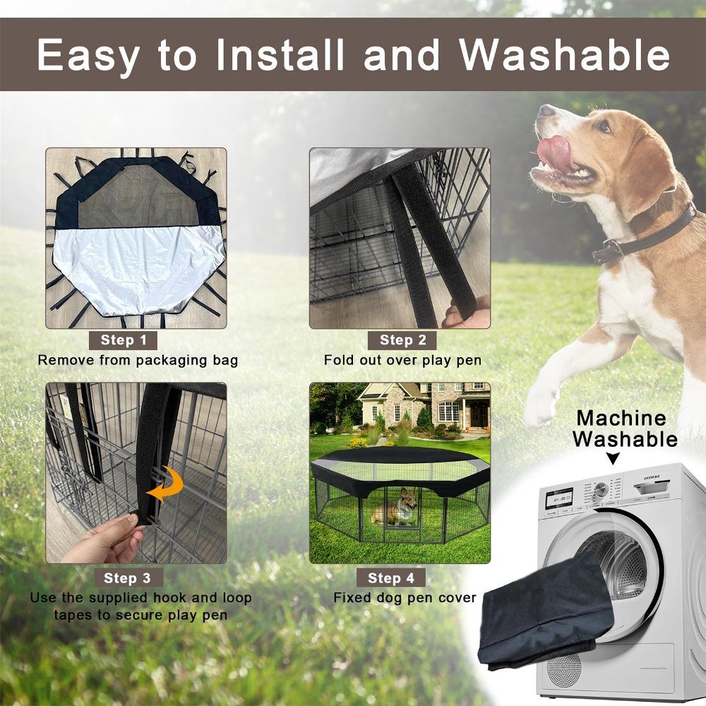 Breathable Mesh Pet Playpen Top Cover Water Proof Fabric Exercise Pen Roof  Small Animal Activity