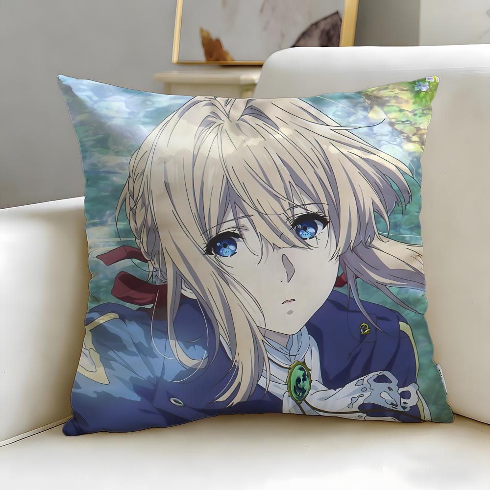 classic anime Violet Evergarden Cushion Cover Soft  EasyWash Pillow Case  Versatile for Couch Bed Travel and Office