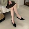 2025 new French single shoes niche thin heel low heel small leather shoes pointed temperament fashionable versatile single shoes women