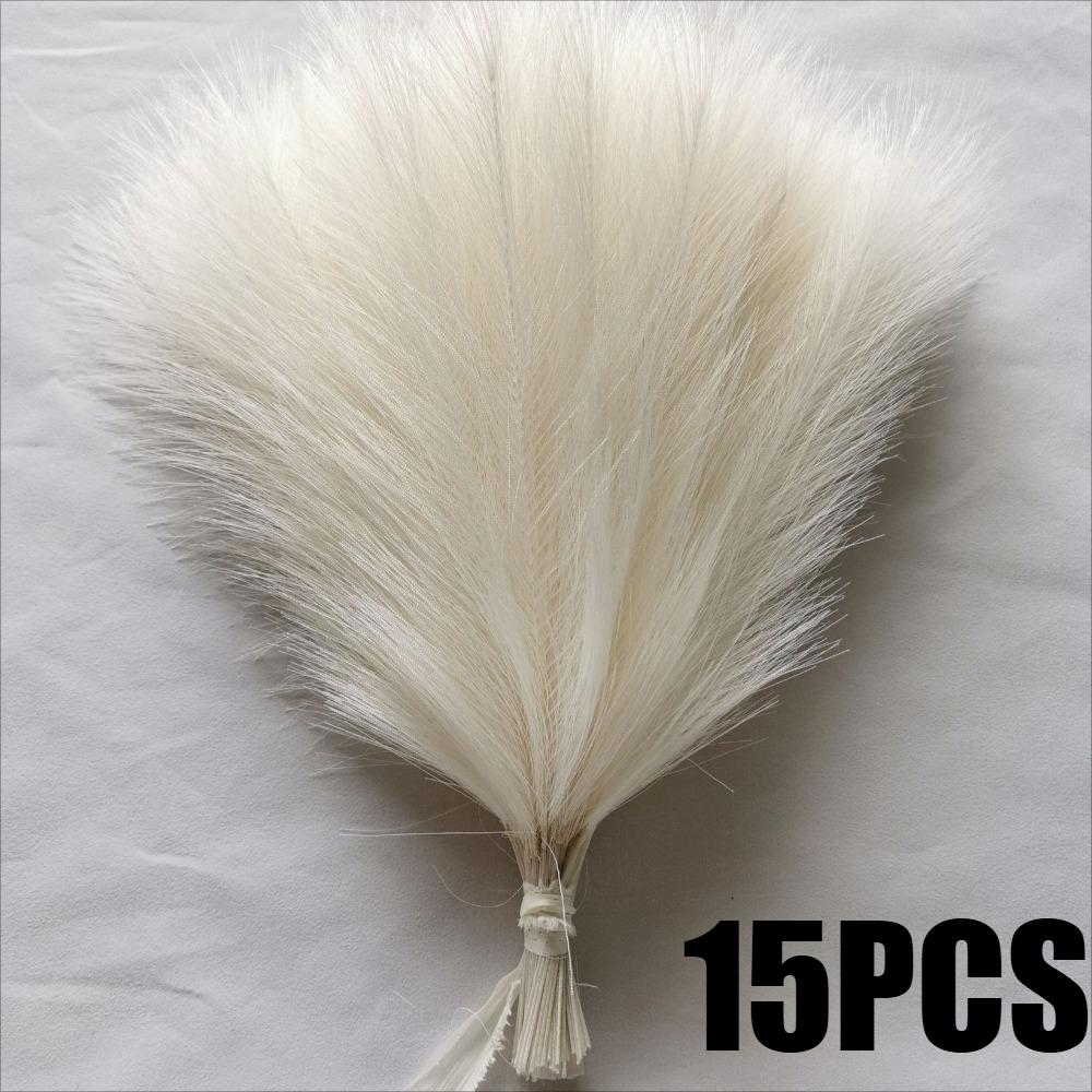 24PCS Brown Faux Pampas Grass White, 56cm Short Artificial Pompous Grass Floral Fake Pompas Grass Branches Vase Filler