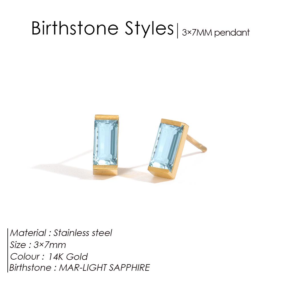 EManco Stainless Steel Gold-Plated Colorful Birthstone Earrings High-end Rhinestone Jewelry Gifts