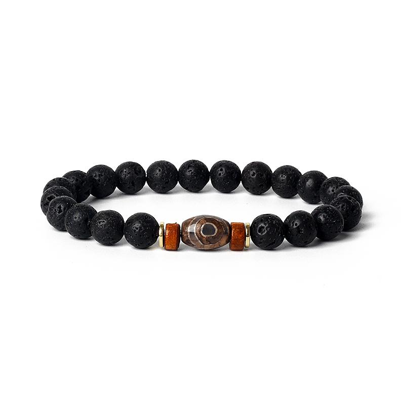 Lava Onyx Dzi Tibetan Buddha Bracelets Men Volcanic Stone Chakra Beads Diffuser Bracelet Women Vintage Meditation Amulet Jewelry