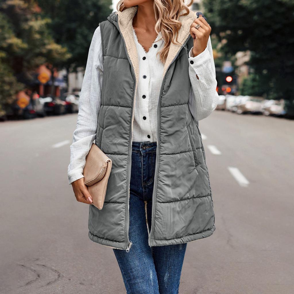 Women's And Winter Casual Fashion Solid Colour Hooded Jacket