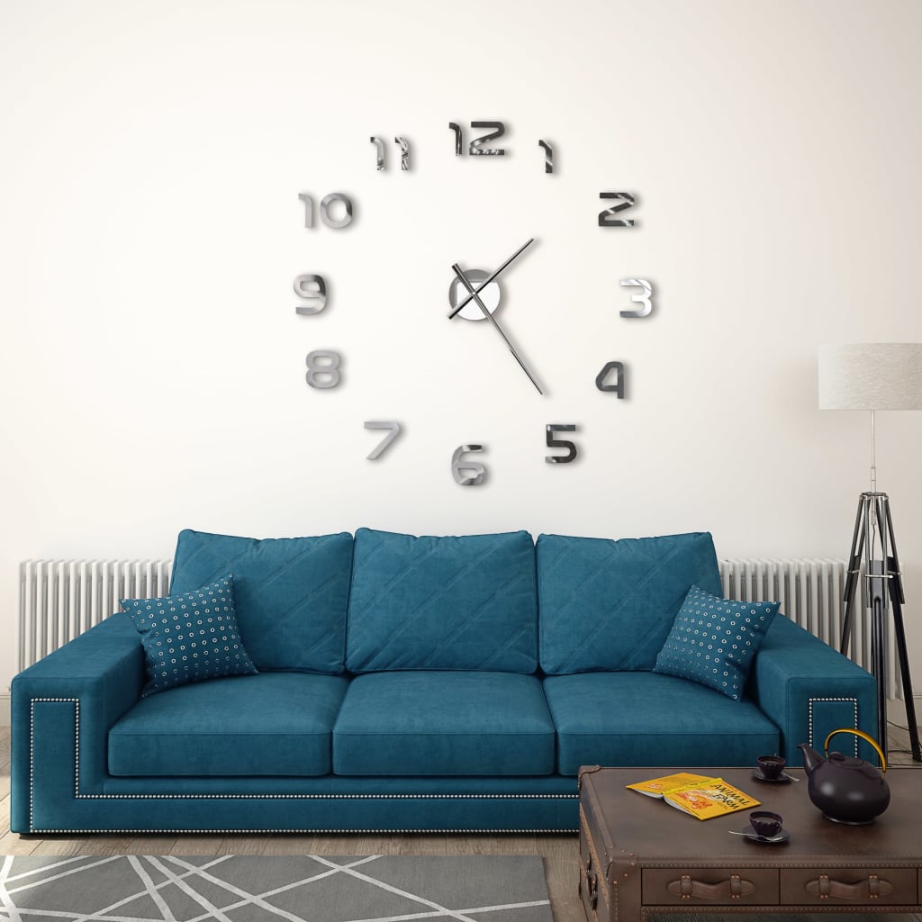 Orologio da Parete 3D in Stile Moderno 100cm XXL Argento vidaXL