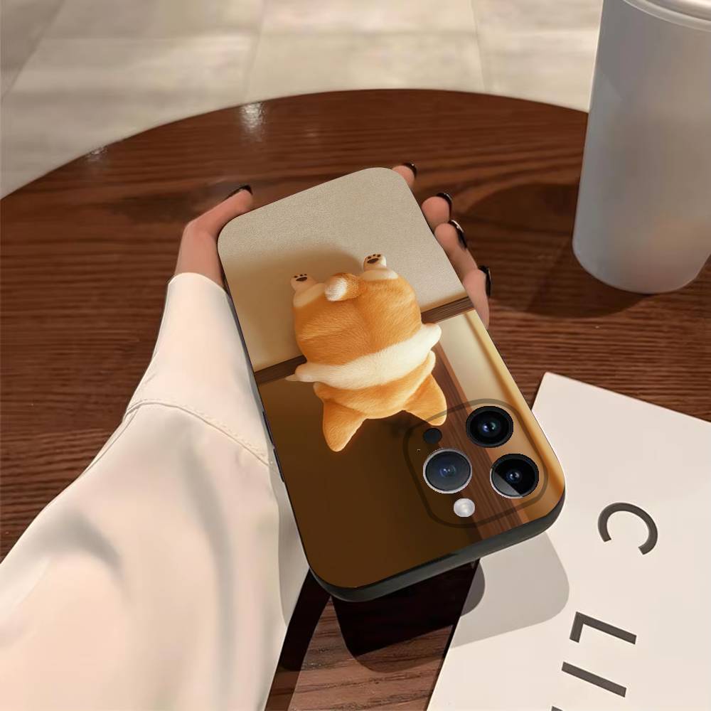 

Cute Corgi Phone Case For iPhone 17,16,15,14,13,12,11,Pro,Max,Plus Soft Black Cover iPhone14ProMax