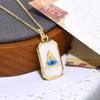 European & American Rectangle Devil Eye Pendant Necklace - Copper Gold-Plated with Drip Oil Finish for Men & Women