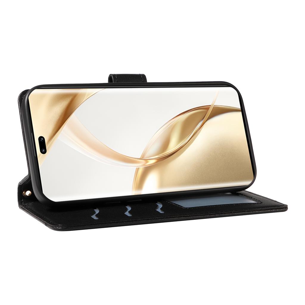 For Honor 200 Pro 5G Case Wallet Rhombus Leather Phone Cover with Shoulder Strap,Wrist Strap