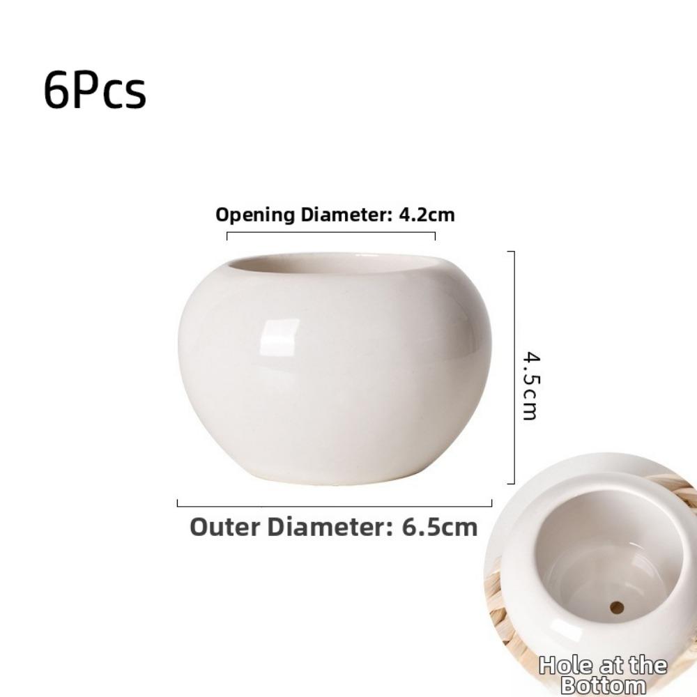 6Pcs Round Shape Succulent Flower Pot Mini Ceramic Pot New Plant Potted  Green Plant