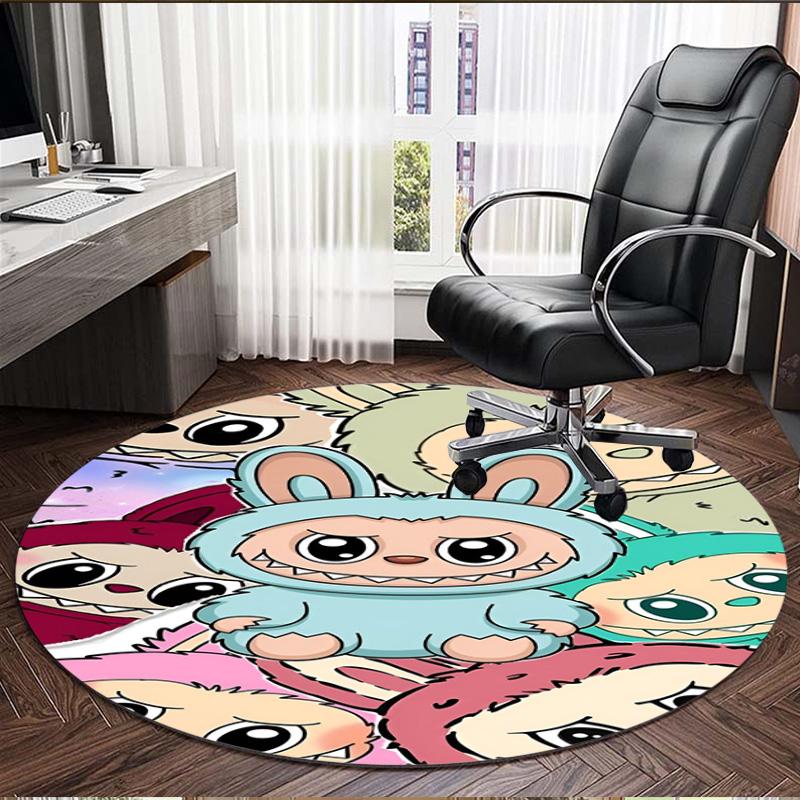 Labubu Print Round Rug, Washable Floor Carpet, For Entryway Dorm Laundry Room Office Study, Home Decor Birthday Christmas Gift