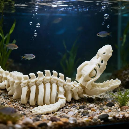 3D Printed Mosasaurus Skeleton Articulated Mosasaurus Figurine Prehistoric Dinosaur Collectible for Aquarium Desk Bookshelf Decoration