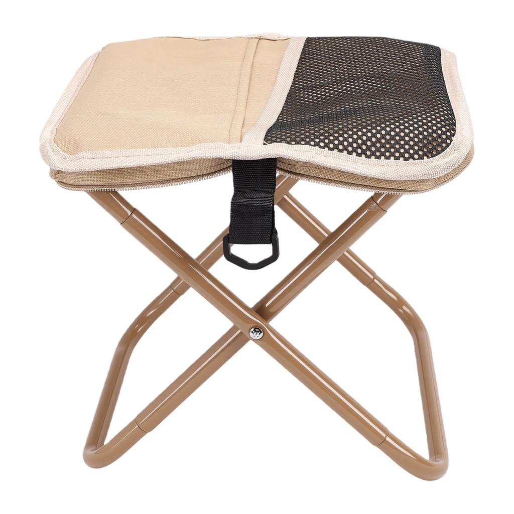 Small Portable Stool Oxford Cloth Steel Handbag Style Pocket Foldable Stool for Camping Travel Fishing Hiking Khaki
