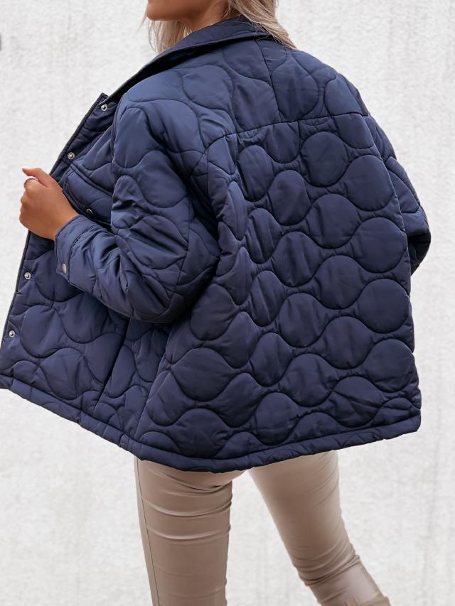 Winter European and American Style Long Sleeve Button Cotton-Padded Women's Jacket