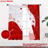 Set Of 2 Flat Printing Happy Valentine Day Curtain Romantic Hearts Digital Printed Polyester Drapes Festive Wall Decor Art