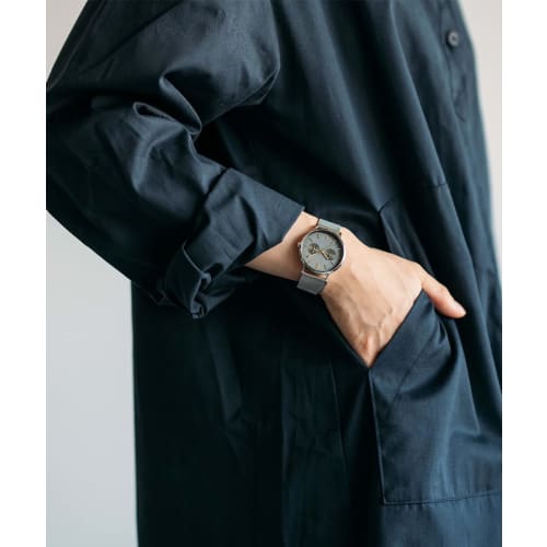 BERING Men's & Women's (Unisex) Watch, Japan Exclusive, Brown Calf Leather & Silver Stainless Steel with Mesh Strap, Sapphire Crystal, Changes 14236-0