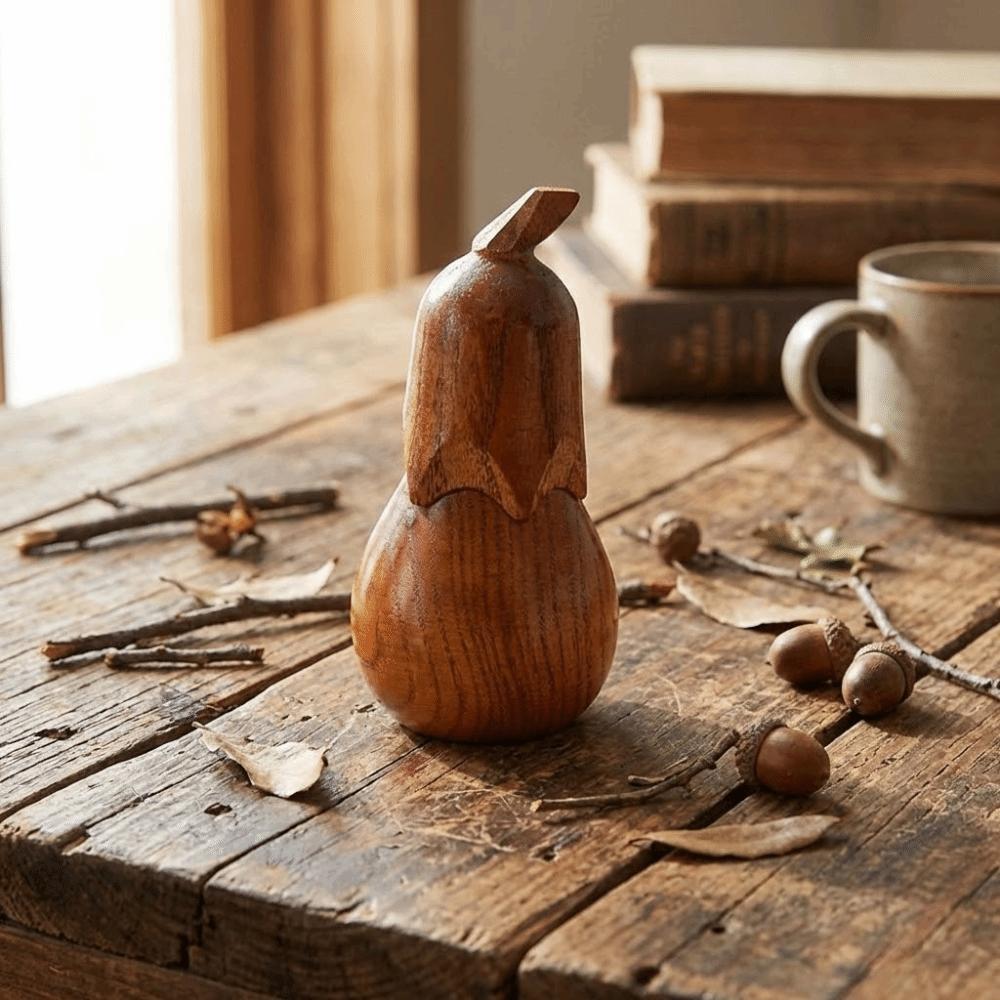 Cute Hand-Carved Eggplant Toothpick Holder Portable Stable Wooden Toothpick Box Simple Toothpick Case Hotel