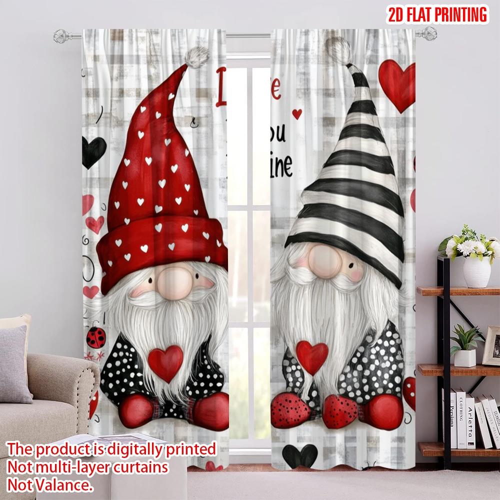 

2pcs,2D plane printing Creative Curtains ValentineGnomes Versatile Durable Polyester (without rod) Decorations Inside Perfect 52.50 × 116.00 cm 2 pcs