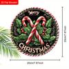 2D Flat 1pc Christmas ‘'Cane Sugar Greens’' Logo Wooden Sign Decoration, Front Door Embossed Effect Wall Decoration, Suitable for Home, Garden Patio