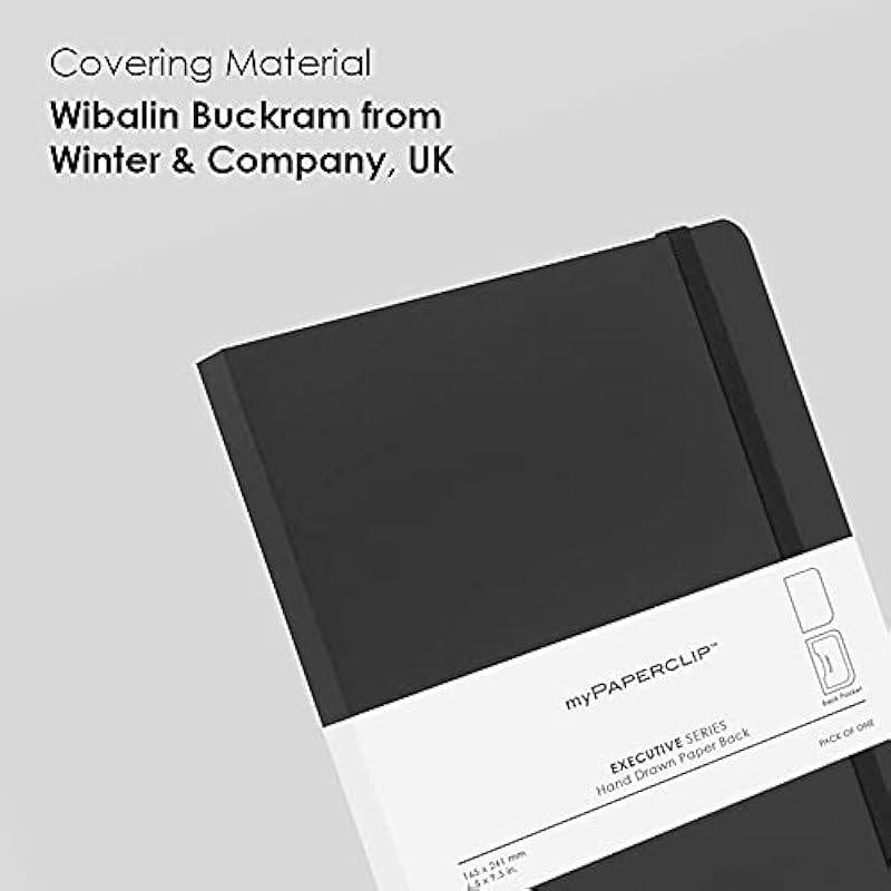 

myPAPERCLIP Executive Series Notebook, Large (165 x 241 mm, 6.5 x 9.5 in.) Plain, ESX192L-P Black чорний