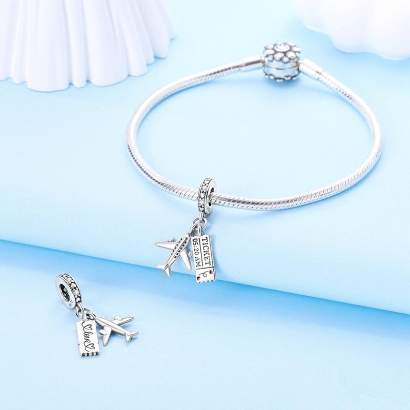 Charm Genuine Copper Airplane Air Ticket Travel Pendants Bead Fits Bracelets Women Jewellery DoItYourself Beautiful Gifts Accessory