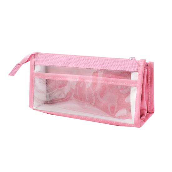 Transparent Mesh Pencil School Students Pencil Pouch Case for Middle Large Capacity Multilayer