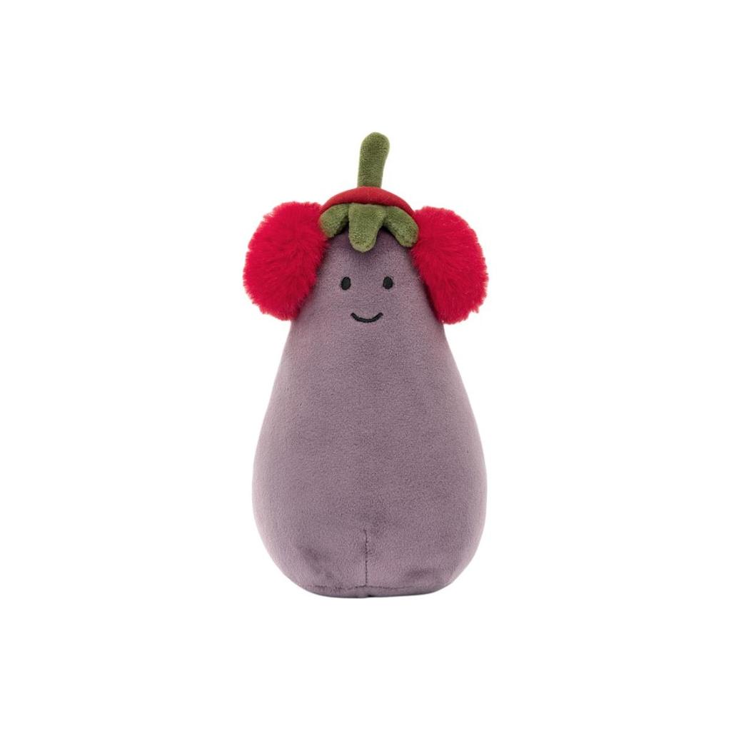 JELLYCAT Fun Food Series Warm Red Earcups Lively Eggplant Soothing Sleeping Doll Plush Doll Sitting Height 16cm Height