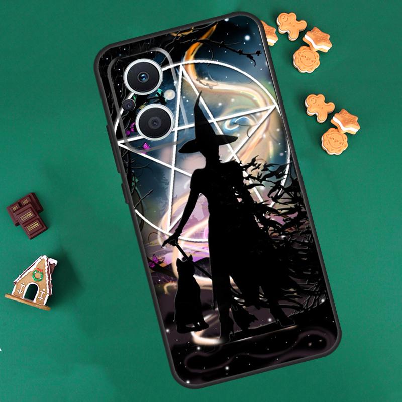 Witchcraft Halloween Cat Dark Case For OPPO Reno 14 F 13 12 11 10 Pro 8T 8 7 Lite Cover For OPPO Find X8 X6 X5 X9 Pro Coque