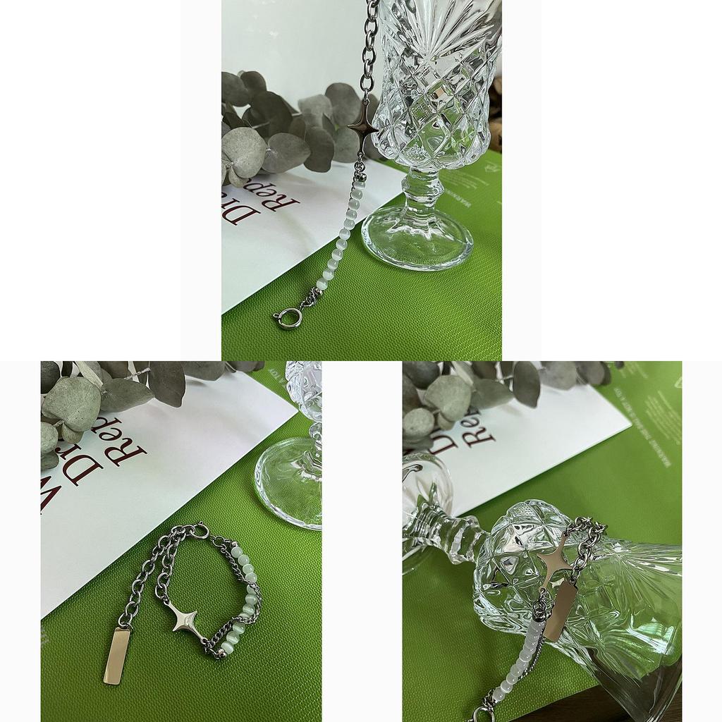 Starburst Adjustable Bracelet With Cat Eye Stone Beads For Street Fashion Men Women