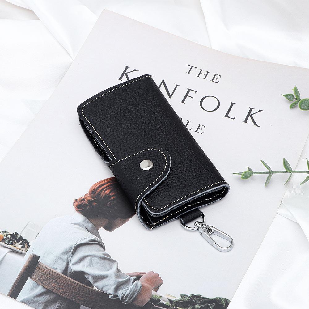 

Leather waist hanging key bag 2025 cross-border foreign trade multi-functional simple men s and women s key storage small bag key bag чёрный