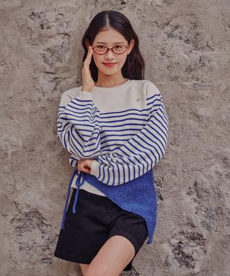 SWEET SOUP Striped Loose Fit Emblem Sweater (Wbalkf1)