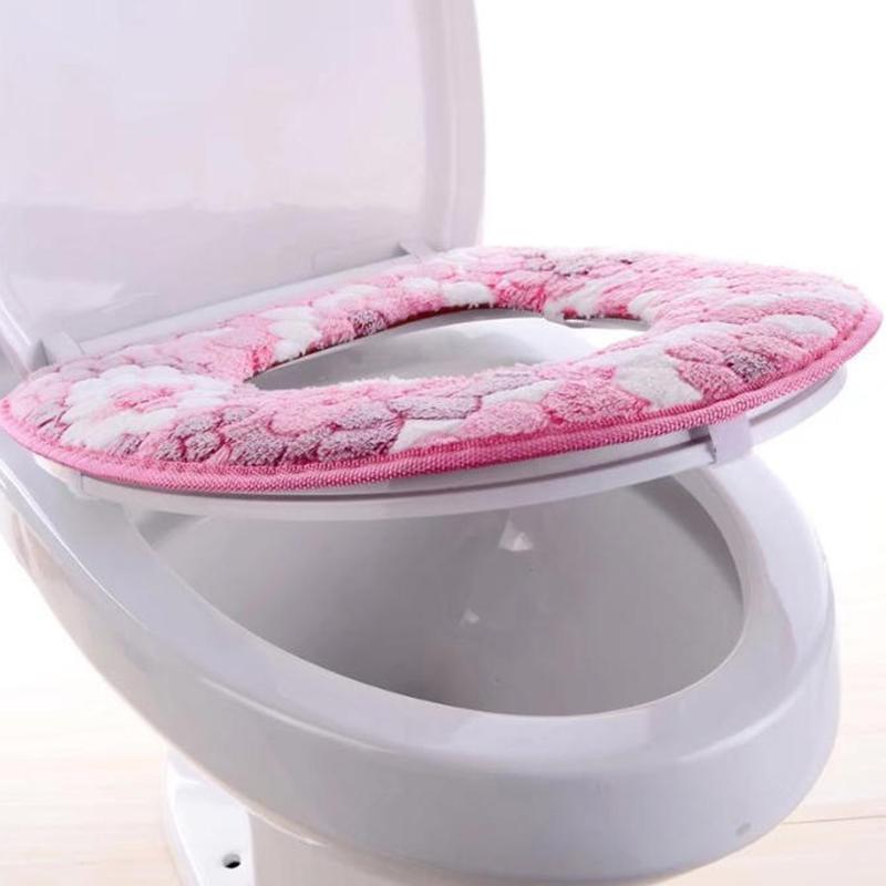 Toilet Cover Plush Seat Waterproof Universal Toilet Ring Washable Bathroom Mat Decorative With Random Color Back Of Seat Cushion
