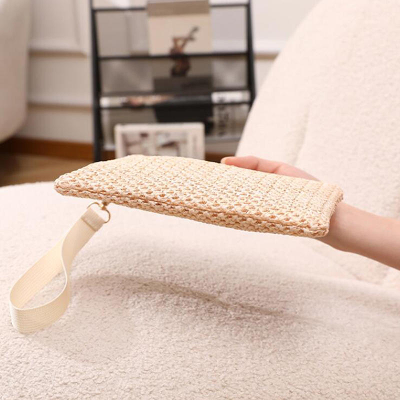 Fashion Straw Woven Bag For Women Hollow Out Beach Handbag With Wrist Strap Portable Phone Purse Solid Color Simple Cash Bag Summer Accessory