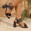 Fashion Advanced Sense Summer Fashion Heel Women's Sandals Shoes for Women 2025 New Buckle Strap Peep Toe Floral Square Heel Sandals