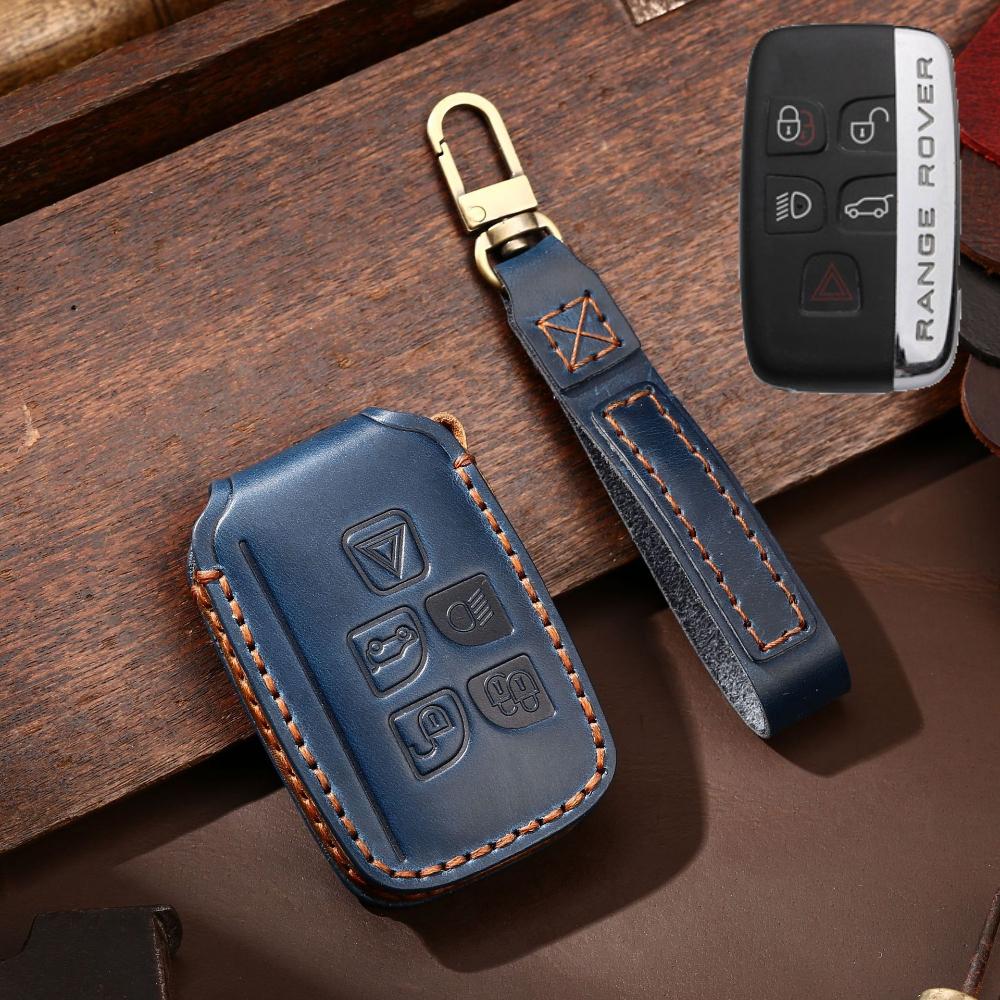 Top Grain Leather Key Case for Range Rover Discovery Defender with Leather Strap, Anti-Scratch Full Protection