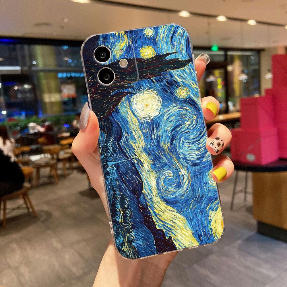 Van Gogh Starry Night Creative Print Phone Case for iPhone 17 16 15 14 13 12 11 Series Pro Max Plus Double Layer Protection
