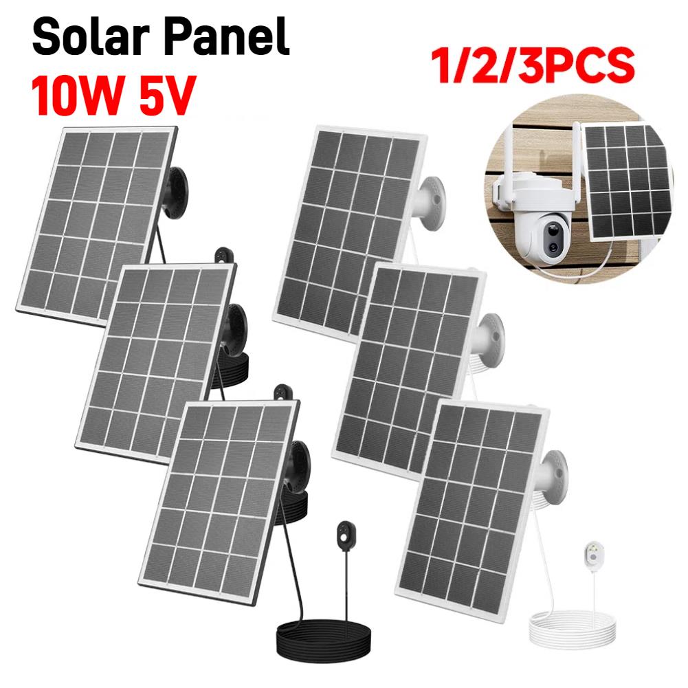 5V 10W Solar Panels For Eufy/Ring For Arlo Ultra Camera Wall Mount Waterproof Solar Cell System With 9.8ft Power Cable 1/2/3PCS 4