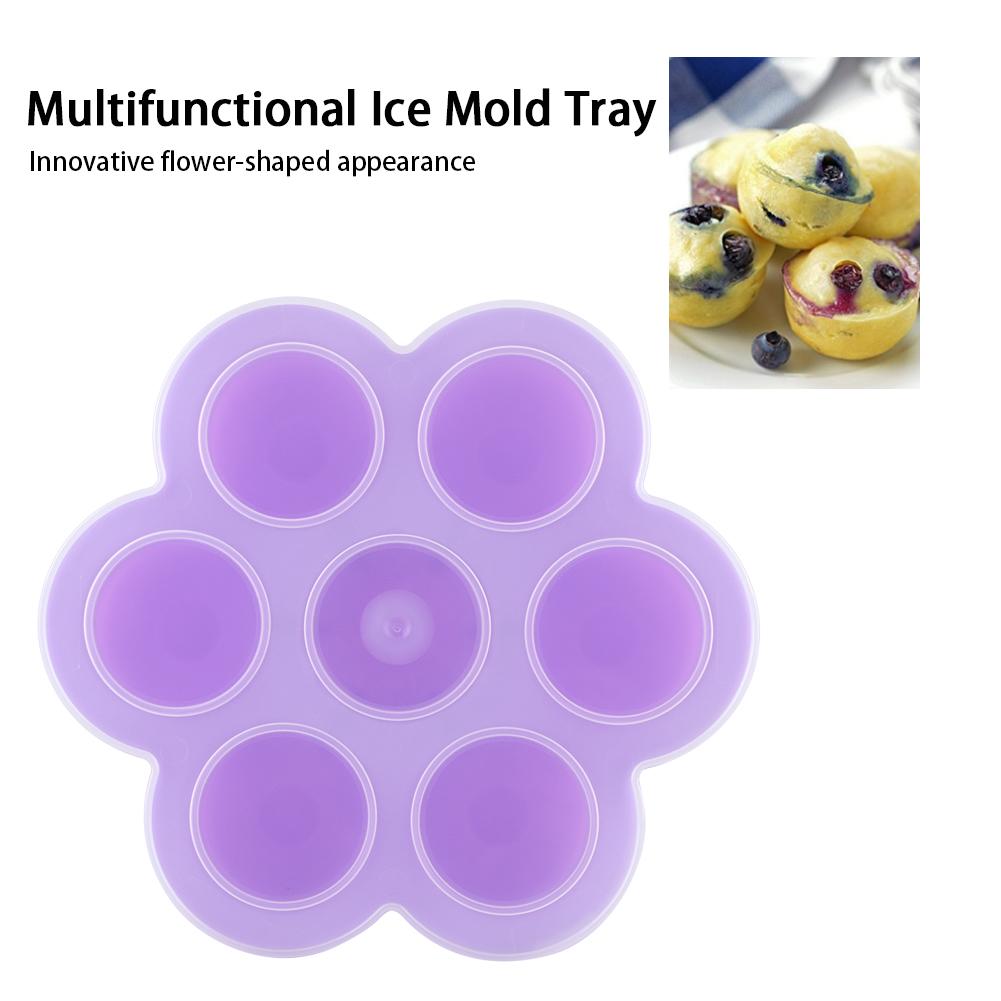 

Innovative Flower‑Shape 7‑Hole Silicone Ice Mold Tray Container with Cover Kitchen Utensils(Purple )