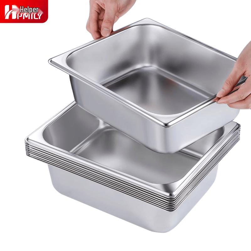 HPMILY Stainless Steel Food Pan with Open Lid