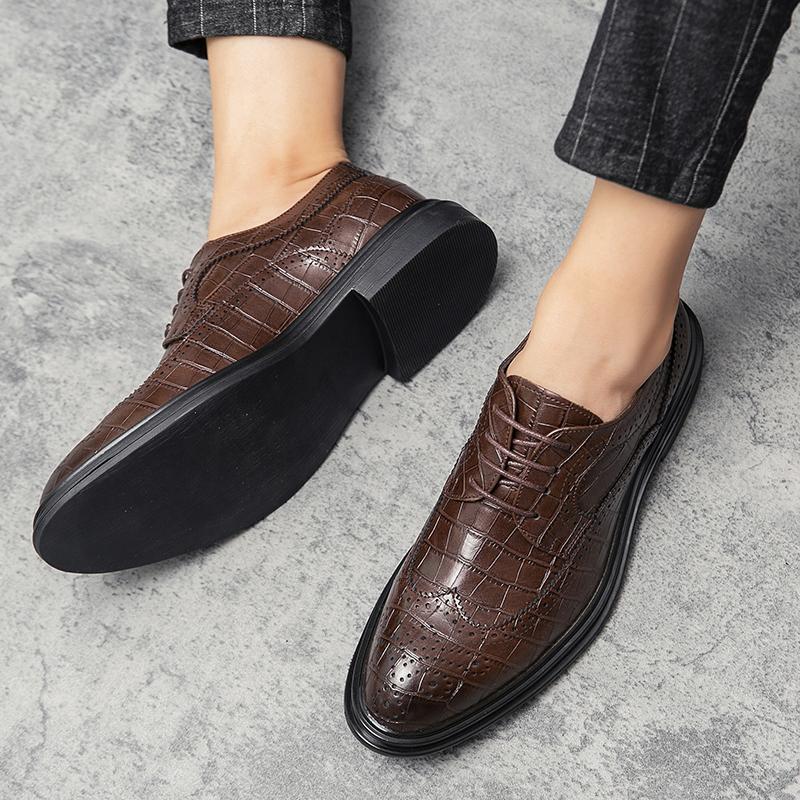 Оксфорды мужские туфли классические броги модные повседневные кожаные туфли мужские — фото 5