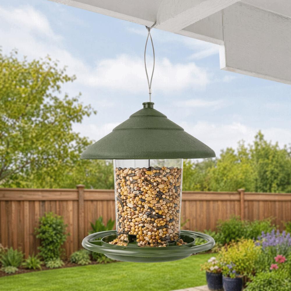 Circular Habitat Hanging Bird Feeder Sure-Lock Cover Bird Food Container Bird Watching