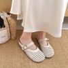 2026 New Baotou Half Slippers Mesh Hollow Breathable Comfortable Soft Bottom Women's Casual Sandals Woven Flat Shoes