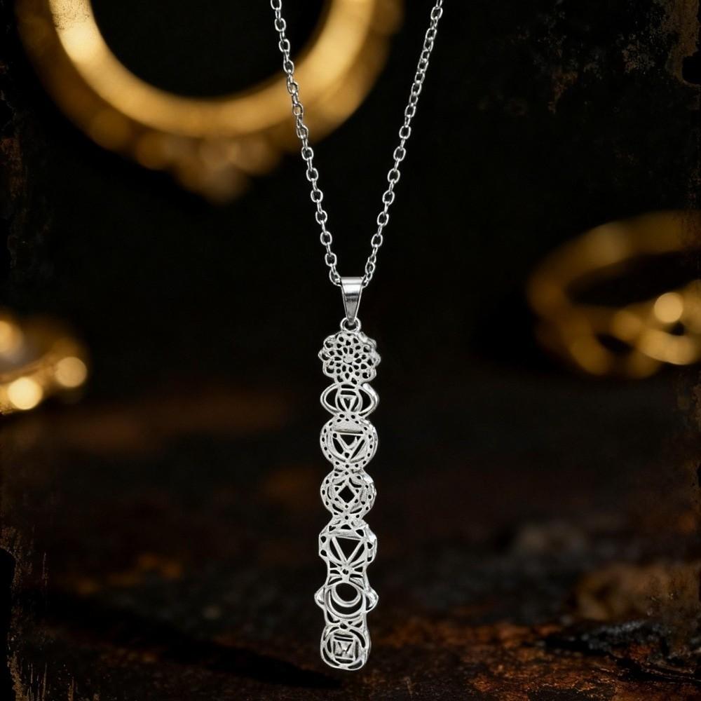 Edelstahl 7 Chakra Anhänger Halsketten Yoga Meditation Schmuck für Reiki Therapie