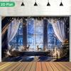 1Pcs Christmas Winter Window Scene Decoration Background Xmas Backdrop Decorations For Photo Studio Photo Booth Party