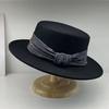 French Celebrity Style High Quality Flat Top Hat Women's Autumn and Winter Australian Wool Felt Hat Ribbon Top Hat Elegant Fashion Hat