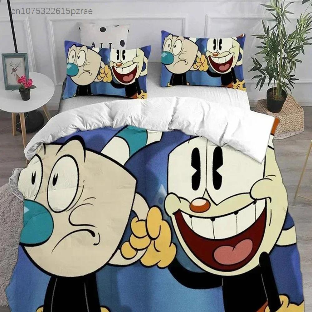 Tessuti per la Casa 3D Cartone Animato Cuphead Set Biancheria da Letto Stampato Con Federa Copripiumino Morbido Queen King Size Biancheria da Letto Casa
