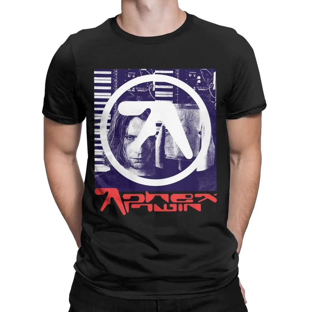 This Is Aphex Twin Vintage Men's T Shirt Novelty Tee Shirt Short Sleeve Round Neck T-Shirts Cotton Plus Size Tops