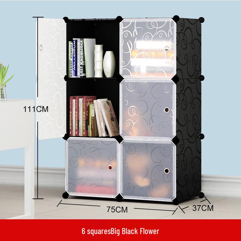 Modular Plastic Bookcase with Doors - Modern Simple Design