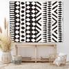 African Mud Cloth Tapestry Wall Hanging Art, Black and White Tribal Afrocentric Ethnic Bohemian Motif with Geometric Elements